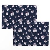 WINTER OWLS SCATTERED navy indigo