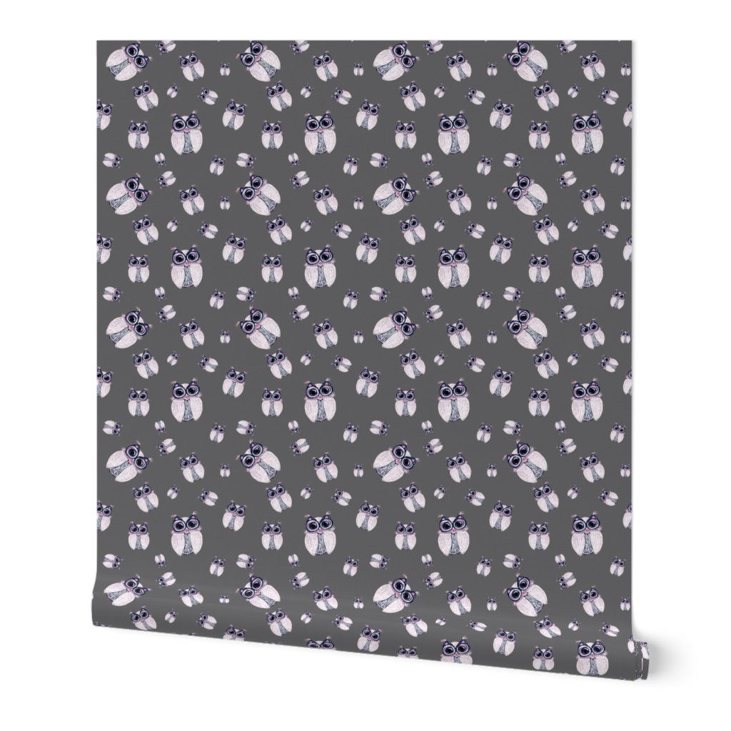 WINTER OWLS SCATTERED LIGHT GREY gray