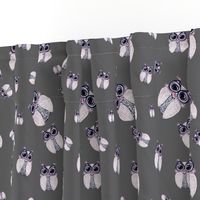 WINTER OWLS SCATTERED LIGHT GREY gray