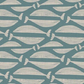 Whales on teal 
