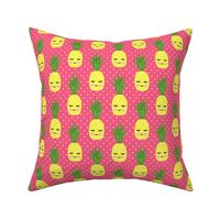 happy pineapples - pink 2 with polka dots