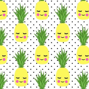 happy pineapples - black polka dots