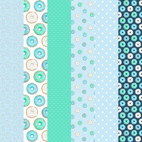 Blue Donuts cheater quilt 6 inch strips