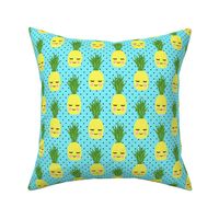 happy pineapples - blue with polka dots