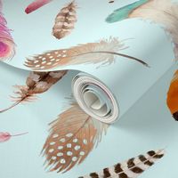 8" Boho Deer Feather Mix & Match - Light Aqua