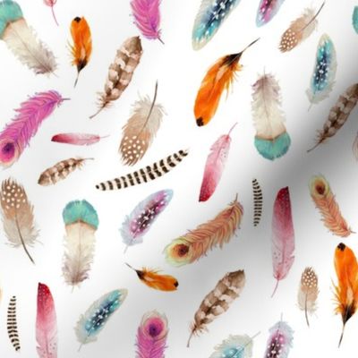 8" Boho Deer Feather Mix & Match - White