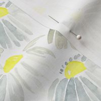 Lemon Yellow Gray Grey Daisy Watercolor Floral Flower _ Miss Chiff Designs 