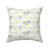 Lemon Yellow Gray Grey Daisy Watercolor Floral Flower _ Miss Chiff Designs 