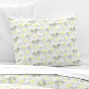 Lemon Yellow Gray Grey Daisy Watercolor Floral Flower _ Miss Chiff Designs 