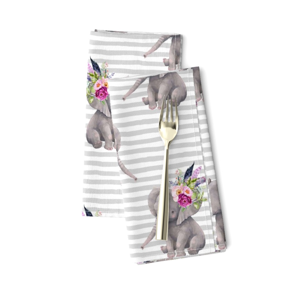 8" Boho Lilac Elephant - Grey Stripes