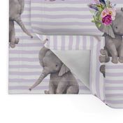 8" Boho Lilac Elephant - Lilac Stripes