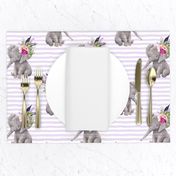8" Boho Lilac Elephant - Lilac Stripes