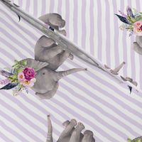 8" Boho Lilac Elephant - Lilac Stripes