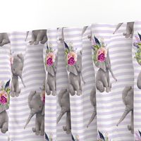 8" Boho Lilac Elephant - Lilac Stripes