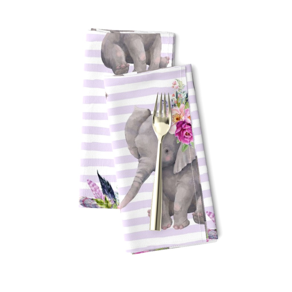 14" Boho Lilac Elephant - Lilac Stripes