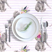 14" Boho Lilac Elephant - Lilac Stripes