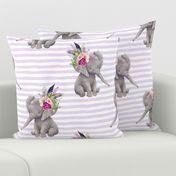 14" Boho Lilac Elephant - Lilac Stripes