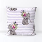 14" Boho Lilac Elephant - Lilac Stripes