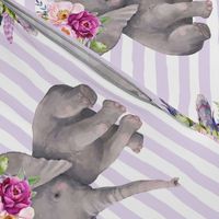 14" Boho Lilac Elephant - Lilac Stripes