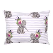 14" Boho Lilac Elephant - Lilac Stripes