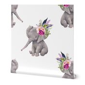 4" Boho Lilac Elephant - White