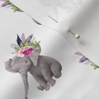 4" Boho Lilac Elephant - White