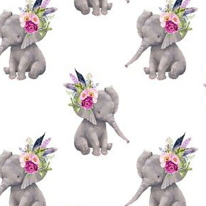 4" Boho Lilac Elephant - White