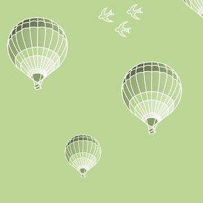 large hot-air ballons light green