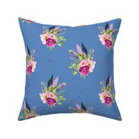 8" Lilac Boho Florals with Feathers - Dark Blue
