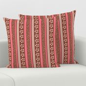 Daisy  Floral Stripes in pink and brown