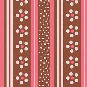 Daisy  Floral Stripes in pink and brown