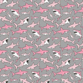 Sharks Shark Pink on Grey Smaller 1,5 inch