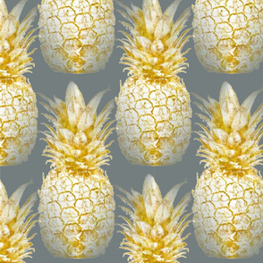 Golden Pineapples on Grey