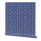 Linen Monstera Flower, Indigo Blue, Medium