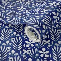 Linen Monstera Flower, Indigo Blue, Medium