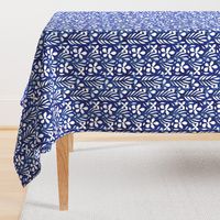 Linen Monstera Flower, Indigo, Large