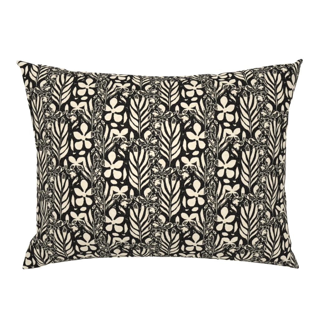 Flowery Monstera, Black and Ivory, Large