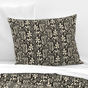 Flowery Monstera, Black and Ivory, Large