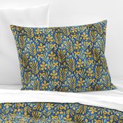 Grunge Monstera, Blue and Gold, Large