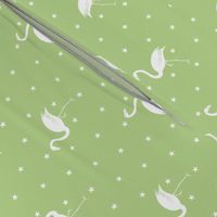 flamingos and stars on light green - small