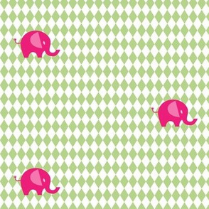 pink elephants on light green