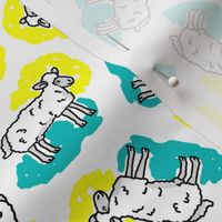 1950's Style Sheep in Yellow and Turquoise