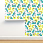 1950's Style Sheep in Yellow and Turquoise