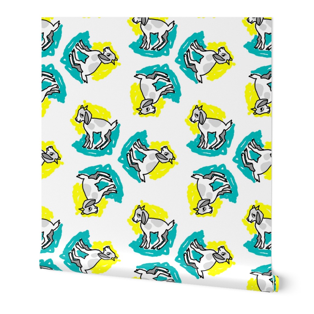 1950's Style Baby Goat in Yellow and Turquoise