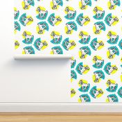 1950's Style Baby Goat in Yellow and Turquoise