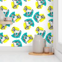 1950's Style Baby Goat in Yellow and Turquoise