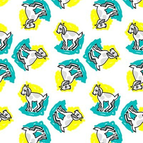 1950's Style Baby Goat in Yellow and Turquoise