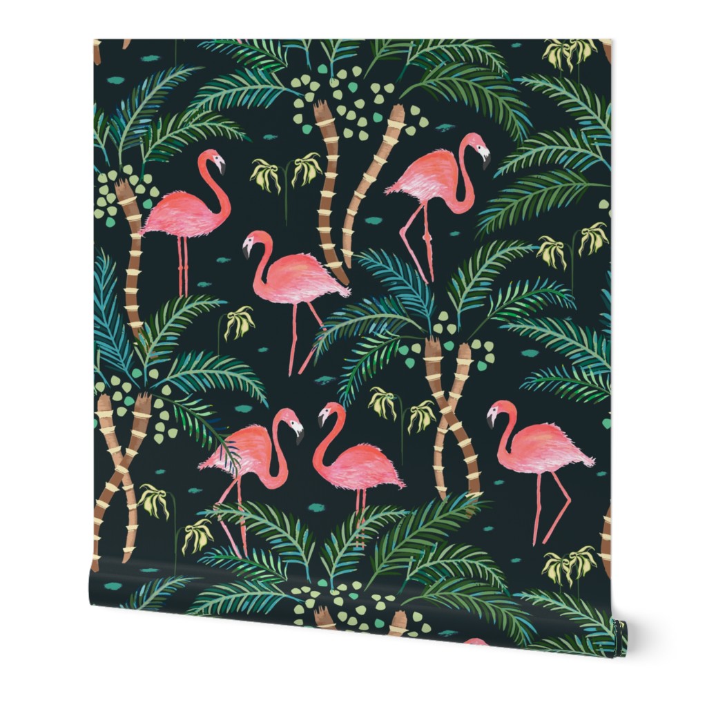 Watercolour flamingoes Dark