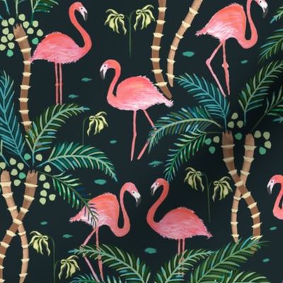 Watercolour flamingoes Dark