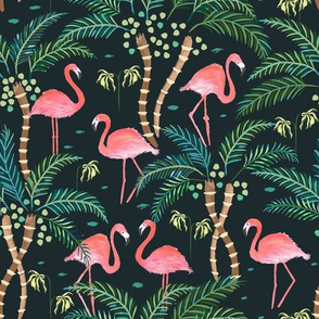 Watercolour flamingoes Dark